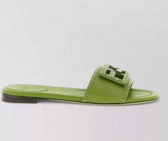 Fendi baguette flat slides open toe strap