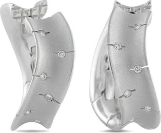 Roberto Coin Orecchini a cerchio Convex in oro bianco 18 carati con diamanti - Argento