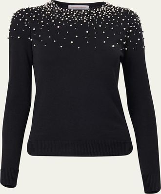 Carolina Herrera Pearly Collar Silk-Cotton Sweater