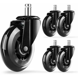 OEM Conjunto De 5 Ruedas Para Sillas De Oficina - 11x22 Mm - Soporta 250 Kg - Rotaci&oacute;n 360&deg; - Silenciosas - Universales