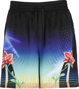 Casablanca Black Orchid Racer Silk Shorts