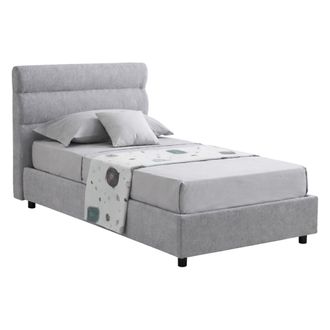 Dmora Cama Individual Adalpina, Colch&oacute;n Incluido, Desenfundable, Hecho En Italia, Con Almacenamiento, Gris