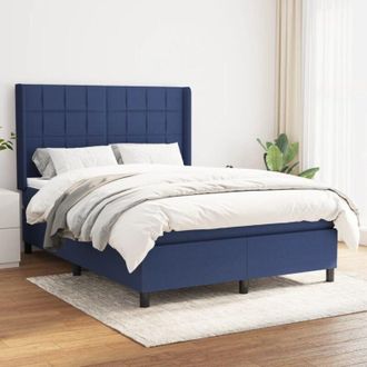 vidaXL Cama Box Spring Con Colch&oacute;n Tela Azul 140x190 Cm Vidaxl