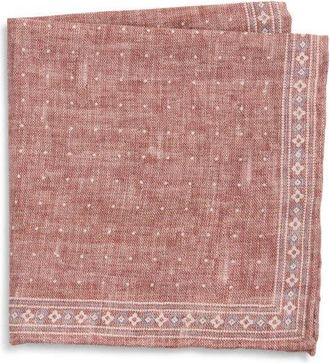 Eleventy Wool & Cotton Muslin Pocket Square in 99-02 Crimson/Sand at Nordstrom