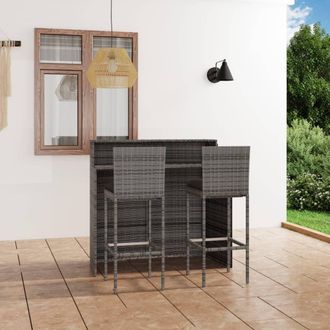 vidaXL Juego Muebles De Bar Para Jard&iacute;n 3 Piezas Y Cojines Gris Vidaxl