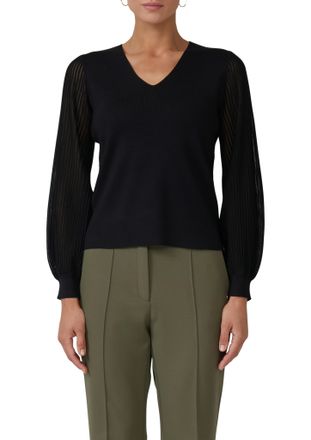 s.Oliver Black Label Strickpullover S.OLIVER BLACK LABEL, Damen, Gr. 42, schwarz, Strick, Obermaterial: 71% Viskose, 29% Polyester, unifarben, regular fit taillenbedeckt, 