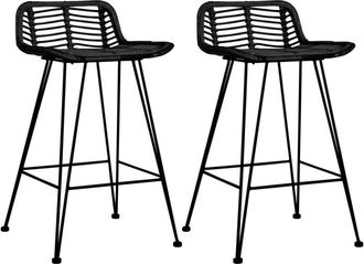 vidaXL Sedie da Bar 2 pz Nere in Rattan - Vidaxl