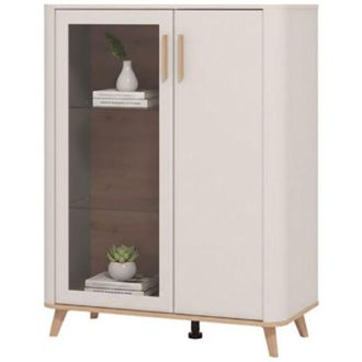 Dmora Vetrina Castella, Mobile Espositore 4 Ripiani, Apertura Battente, 2 Ante, 90x40x116.5h cm Beige