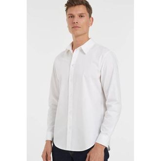 Anytime regular fit poplin overhemd wit