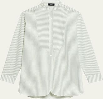 Theory Stripe Oversized Tuxedo Shirt