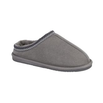 Jo & Joe Ladies Full Toe Mule Slippers, FauxFur Lined, Embroidered stitch detail and centre seam, Outdoor or Indoor 4-8 (Grey, UK Footwear Size System, Adult, 