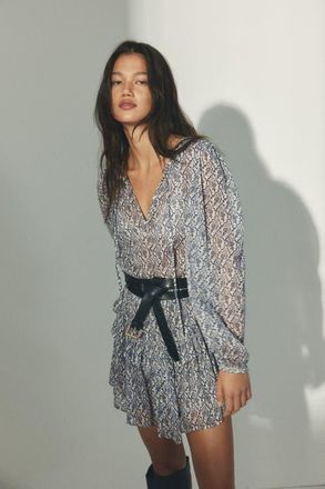 H&M Flounce-trimmed Dress in Cream/floral at Nordstrom, Size X-Small