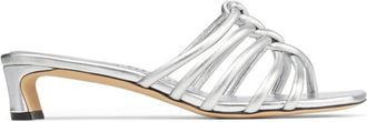 Jimmy Choo London 35mm Carmel metallic leather sandals - women - Leather/Metallic Leather - 35,5 - Silver