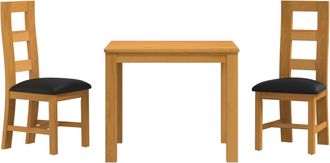vidaXL Conjunto De Comedor 3 Uds. Negro Madera De Roble S&oacute;lido Vidaxl