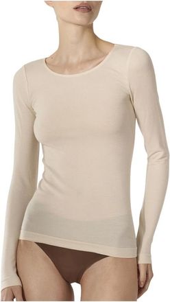 Wolford Maglia Manica Lunga in Lana Pura - - Tops - Donna - Beige - M