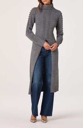 ASTR the Label Textured Maxi Turtleneck Sweater in Heather Charcoal at Nordstrom Rack, Size X-Small