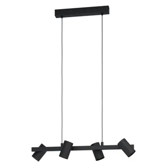 Loops Pendant Ceiling Light 4 Spots Track Colour Black Shade Bulb E14 4x25W