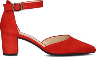 Gabor Schoenen, Dames, Rood, 40 EU, Leer, Rode Pumps met Puntneus en Blokhak