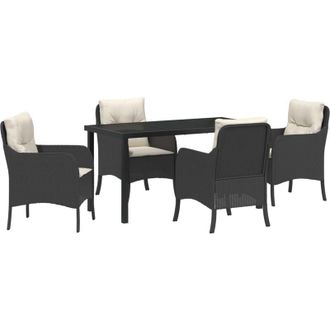 vidaXL Conjunto De Comedor De Jard&iacute;n Con Coj&iacute;n 5 Pcs Negro Polirat&aacute;n Vidaxl