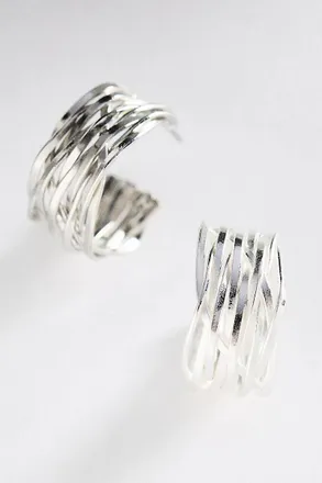 Anthropologie Textured Metal Hoop Earrings