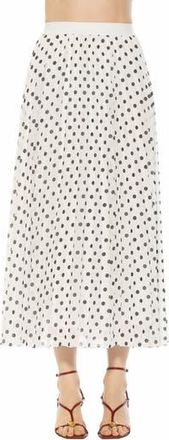 Alexia Admor Kesia Midi Chiffon Pleated Skirt in Ivory Polka at Nordstrom Rack, Size 12