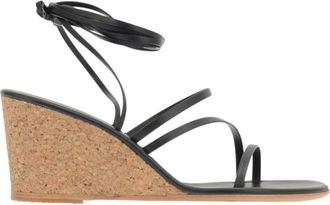 Ancient Greek Sandals Zwarte sleehak sandalen met veters - Dames - Sleehakken - Zwart - 36 EU - Schoenen