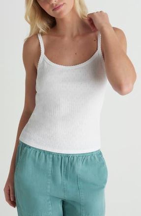 Hurley Simple Joys Pointelle Cotton Tank in White at Nordstrom Rack, Size Medium