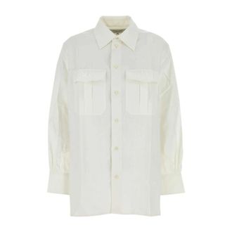 Marine Serre Shirts, female, White, Size: XS Upcycled Household Linen Twin Pocket Shirt