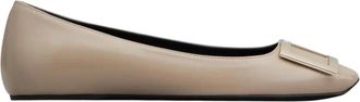 Roger Vivier Ballerina Quadrata T.05 - Dames - Ballerinas - Beige - 35 EU - Leer - Schoenen