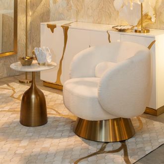 Kare Design Mesa auxiliar de cer&aacute;mica dorado 45cm