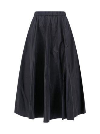 Aspesi Black Elastic Waistband Midi Skirt