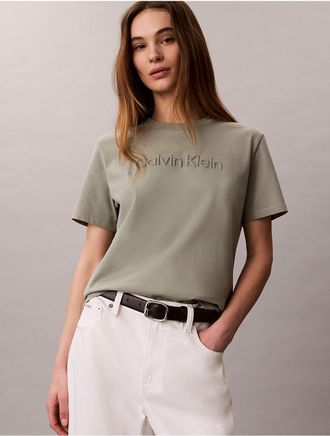 Calvin Klein Jeans Calvin Klein Womens Tonal Embossed Classic Logo Tee - Green - XL