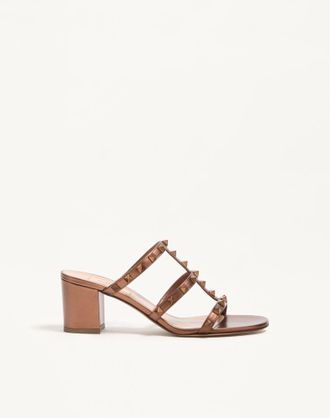 Valentino Garavani Sandalo Slider Rockstud In Vitello Metallizzato 60Mm Donna BRONZE 35.5