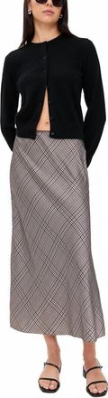 Vince Pressed Plaid Shaped Hem Skirt In Brown Multi Plaid