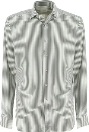 Xacus Sportief Gestreept Overhemd met Franse Kraag - Heren - Casual Overhemden - Groen - 3XL - Overhemden