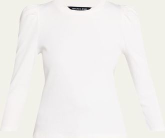 Veronica Beard Britney Puff-Sleeve Cotton Top