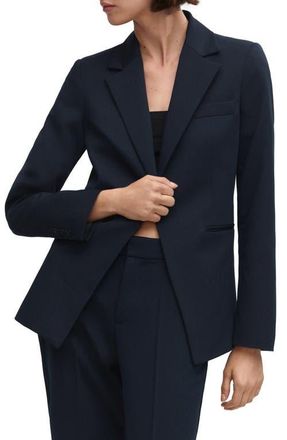 Mango Fitted Suit Blazer in Dark Navy at Nordstrom, Size 10