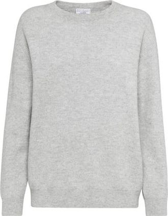 Brunello Cucinelli English Rib knit sweater in Light Grey at Nordstrom, Size Xx-Large Eu