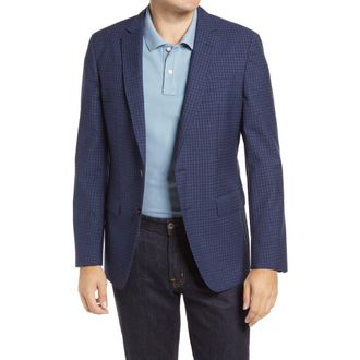 BOSS Hartlay Trim Fit Check Wool Sport Coat in Navy at Nordstrom Rack, Size 44 Long