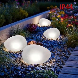 OEM Luces Solares De Jard&iacute;n Con Aspecto De Piedra - 2 Unidades - 10 Cm - Luz Blanca
