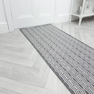 Runrug Carpet Runner Rug - Indoor/Outdoor, Reversible, 2mm - Cable in Grey | Size: 60 cm x 360 cm