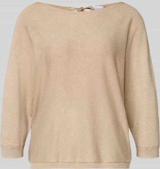 Comma Strickpullover aus Viskose-Mix mit r&uuml;ckseitiger Schn&uuml;rung in Beige, Gr&ouml;&szlig;e 34