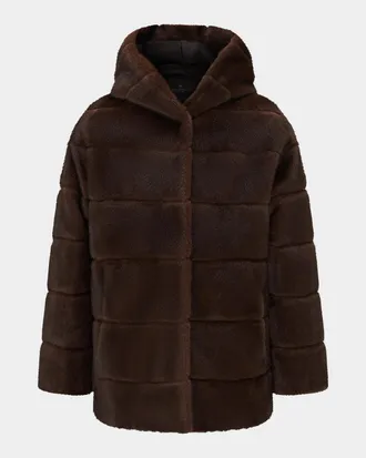 Gorski Horizontal Faux-Fur Hooded Jacket