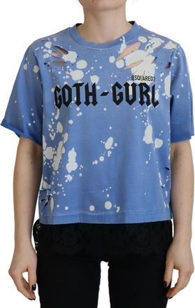 Dsquared2 Dsquared&sup2; Goth Gurl Print Lace Cotton Tee Womens T-shirt (Pre-Owned)