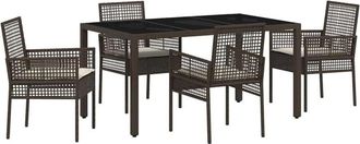 vidaXL Conjunto De Comedor De Jard&iacute;n 5 Pcs Marr&oacute;n Polirat&aacute;n Vidaxl