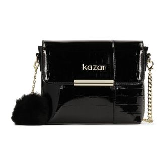 Kazar Kleine gelakte kettinghandtas - Dames - Handtassen - Zwart - ONE Size - Leer - Tassen