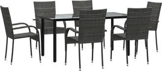 vidaXL Vidaxl - Juego De Comedor De Jard&iacute;n 7 Piezas Rat&aacute;n Sint&eacute;tico Gris