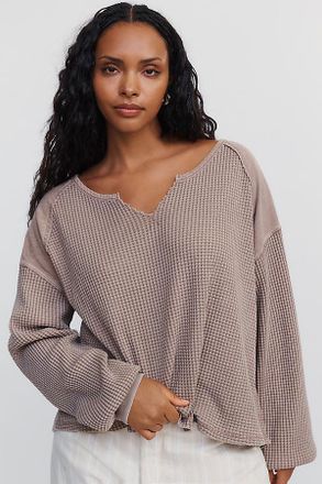 Pilcro 100% Cotton Waffle V-Neck Sweatshirt