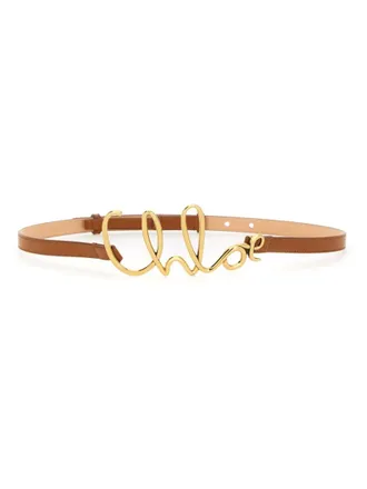 Chlo&eacute; Brown Logo Buckle Belt