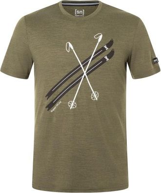 super.natural Kryssede Ski Tee Merinoshirt f&uuml;r Herren | oliv